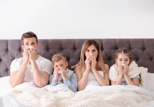 sick family in bed