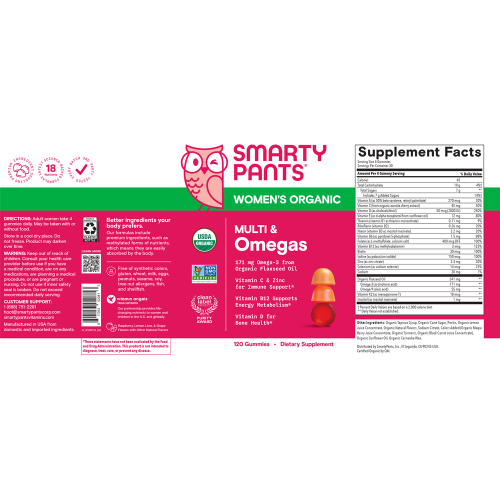 Smarty Pants Women's Complete Organic Multi Vitamin Gummies