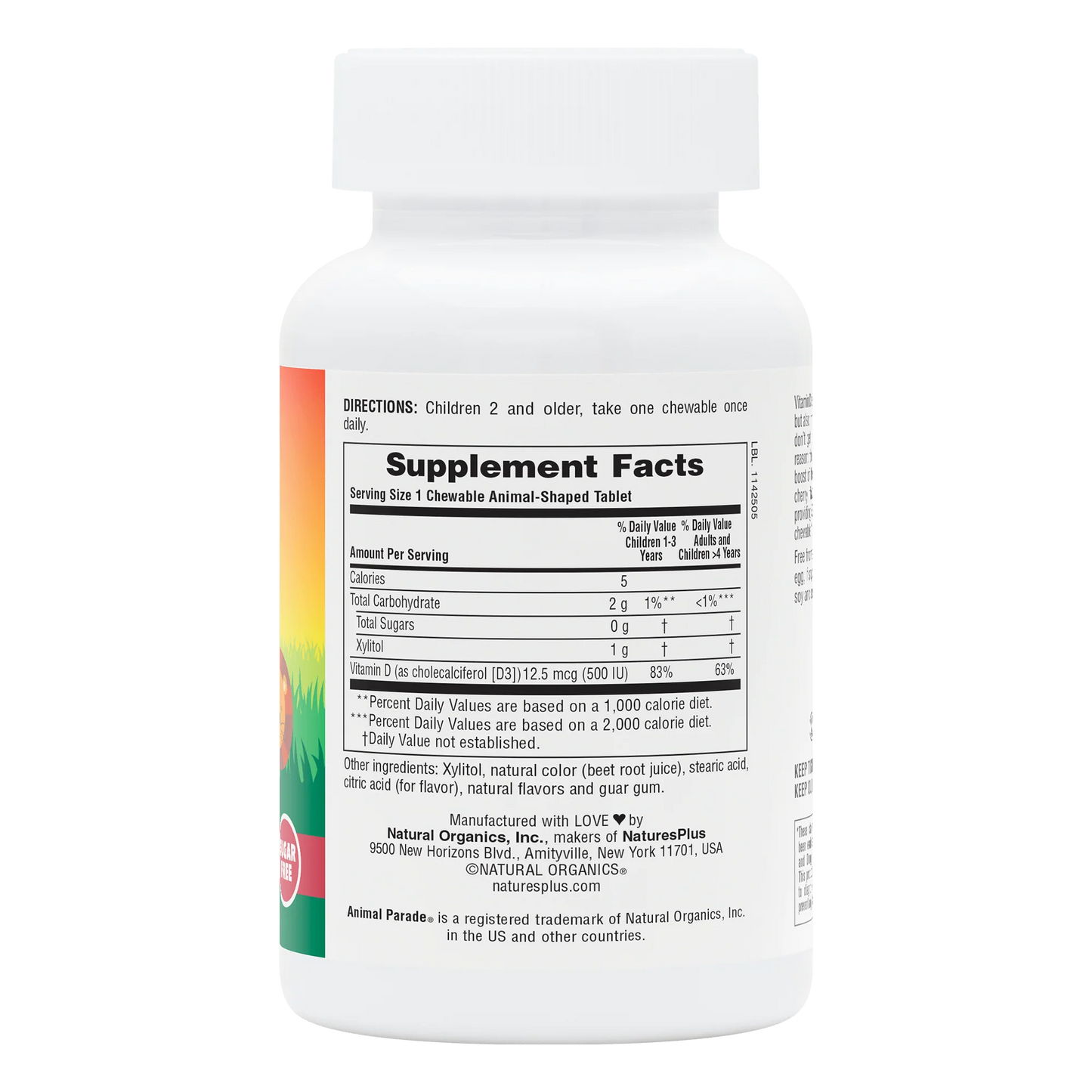 Vitamin D3 Chewable (500 IU) - Animal Parade