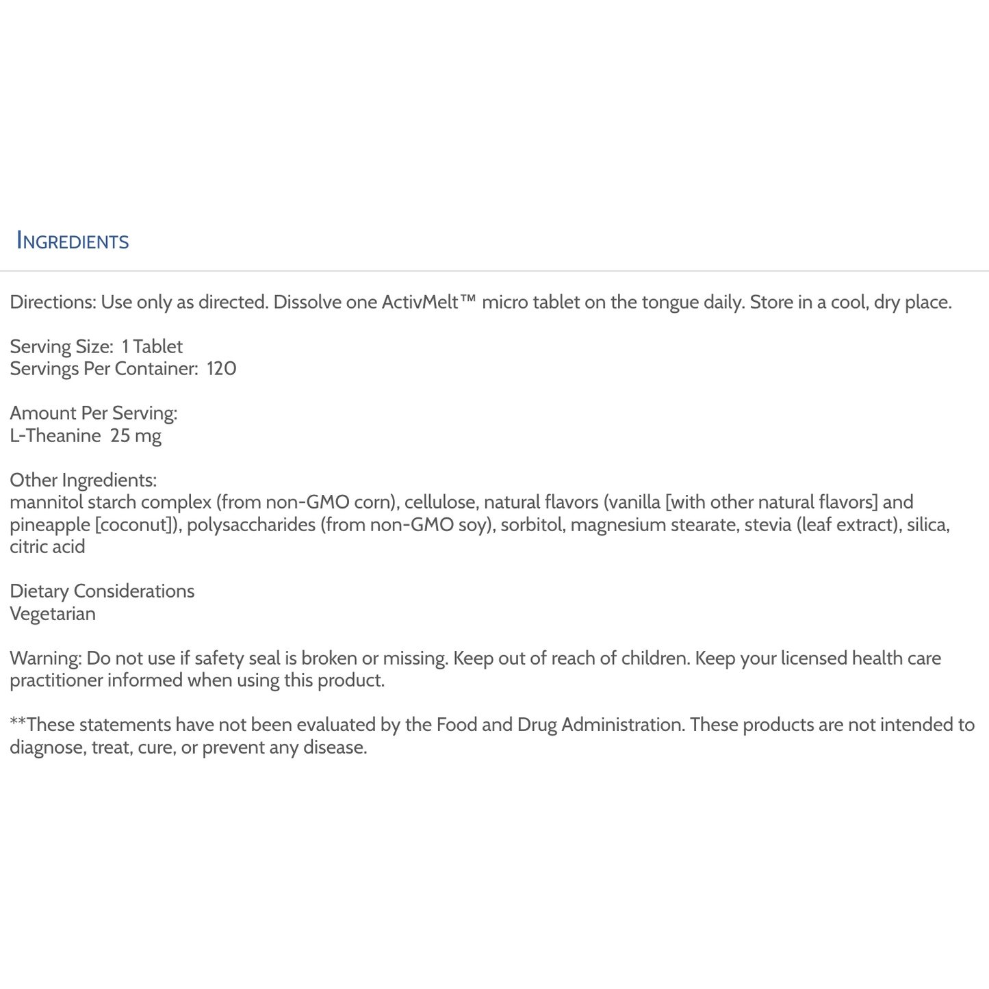 KAL L-Theanine 25 mg Pineapple