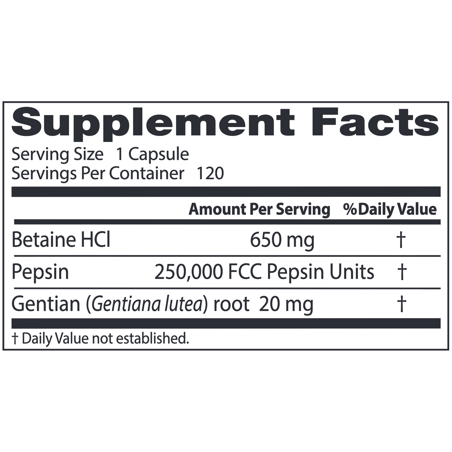 Betaine HCl Pepsin 120 caps