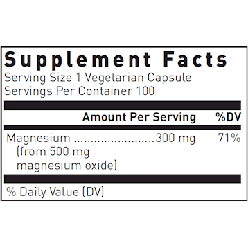 Magnesium Oxide (currently on back order with manufacturer)