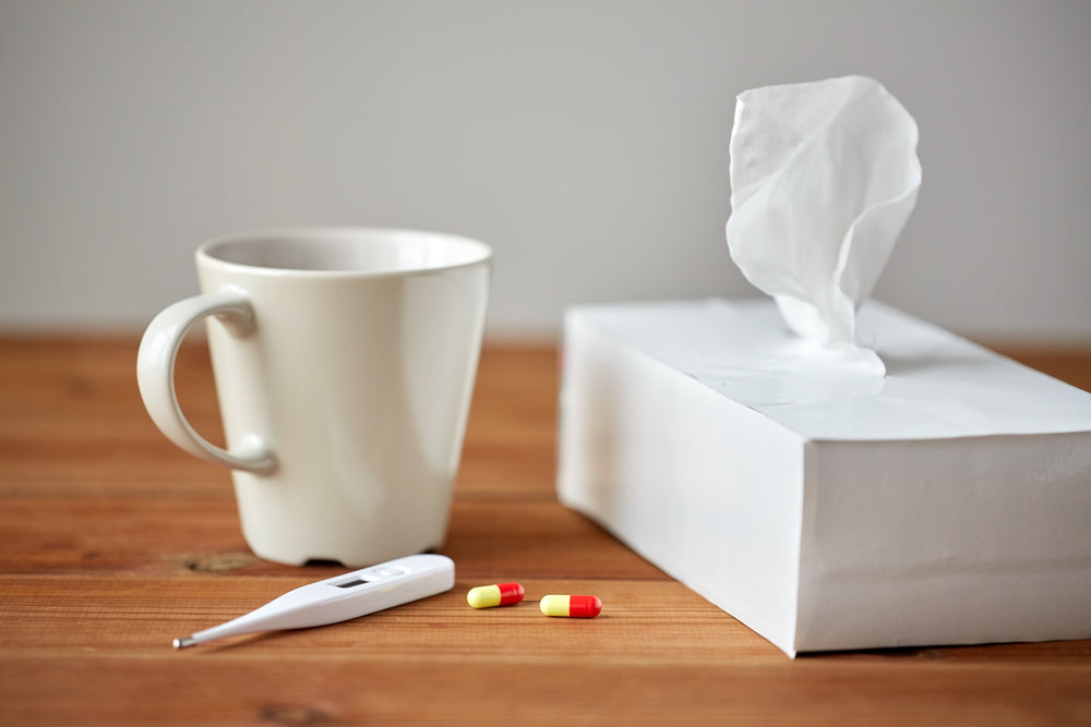 tissue box and other cold and flu supplies 
