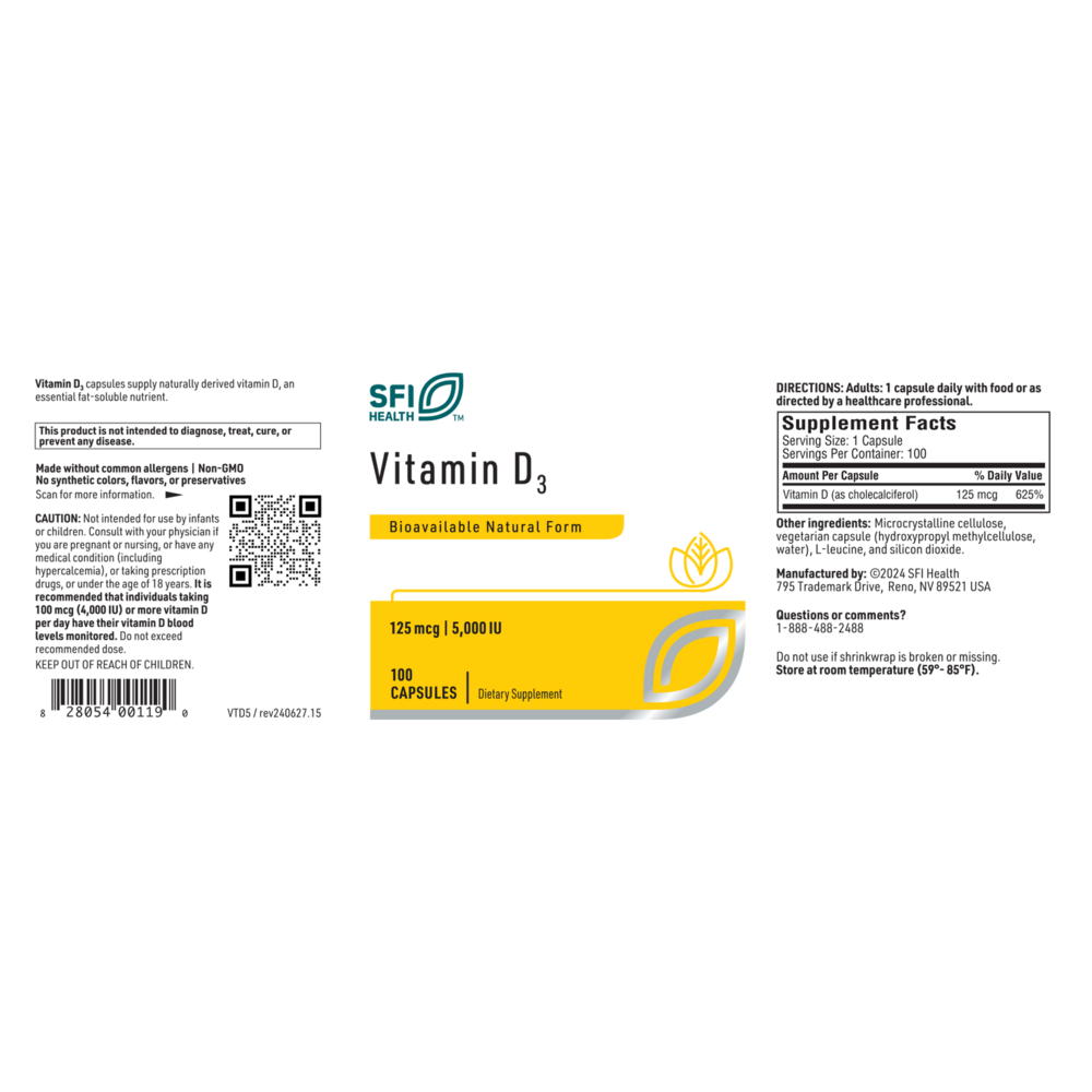 Vitamin D3 Capsules (5000 IU)