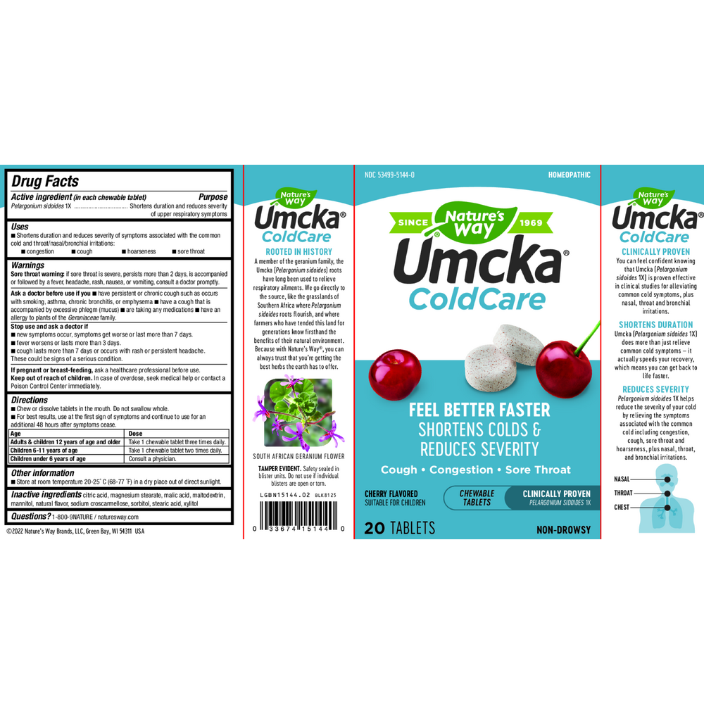 Umcka Label Umcka® ColdCare Cherry Flavor Chewable – Purely Integrative