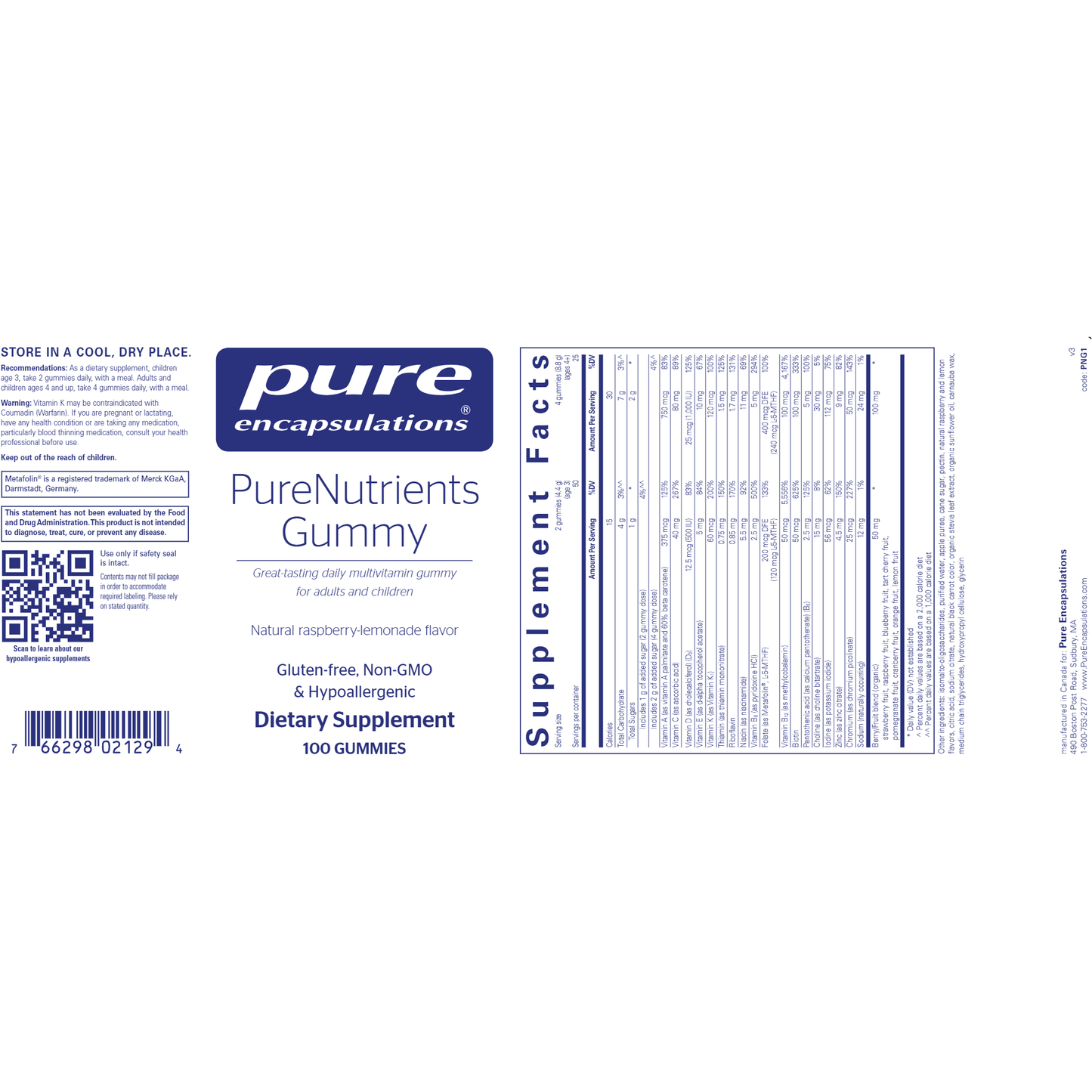 PureNutrients Gummy (currently on back order with manufacturer)