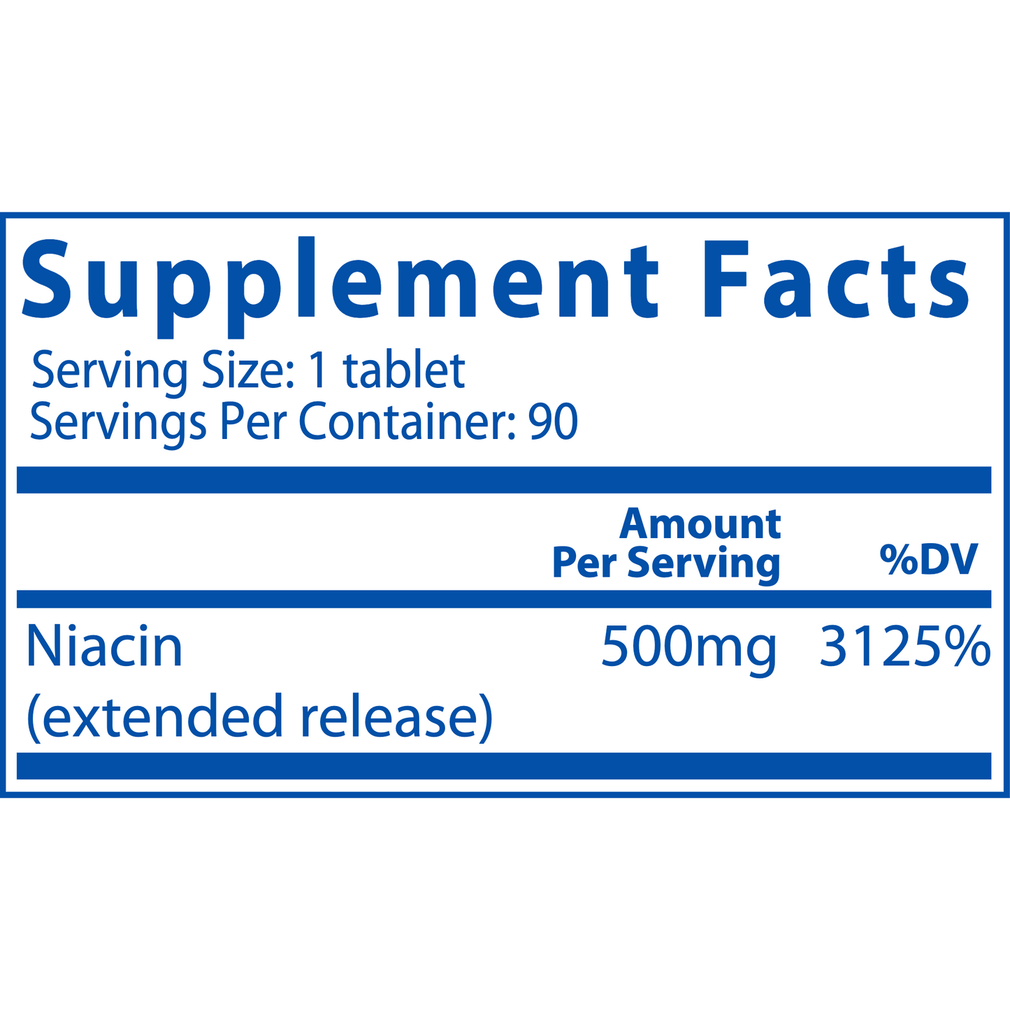 Niacin 500 mg 90 extended release tabs